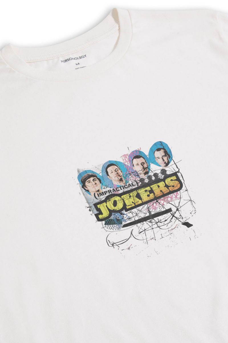 Off White Soft Fabric Impractical Jokers Design Short Sleeve Tee