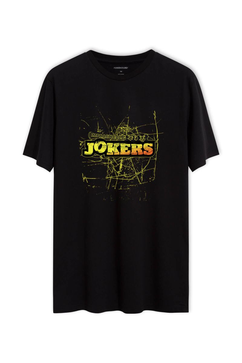 Black Soft Fabric Jokers Design Short Sleeve Tee