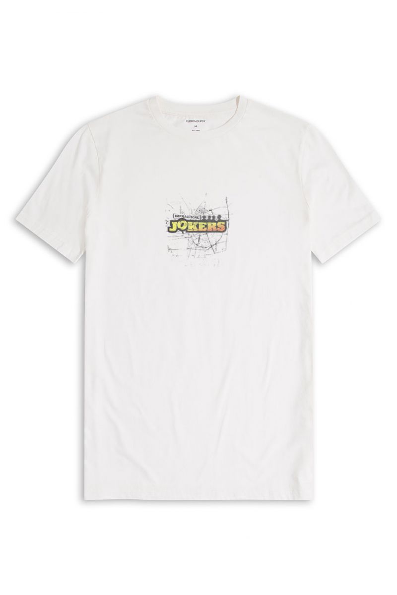 Off White Soft Fabric Impractical Jokers Design Short Sleeve Tee