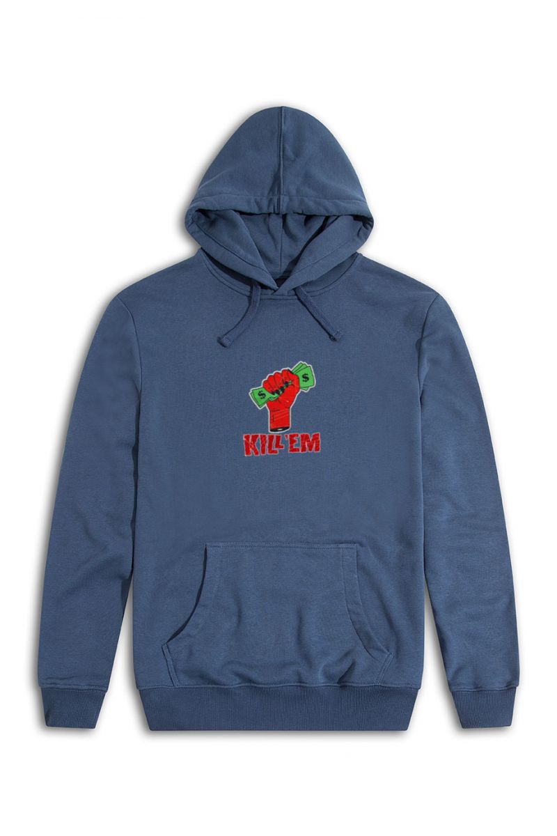 Navy Premium Cotton Kill Them Design Pullover Hoodie