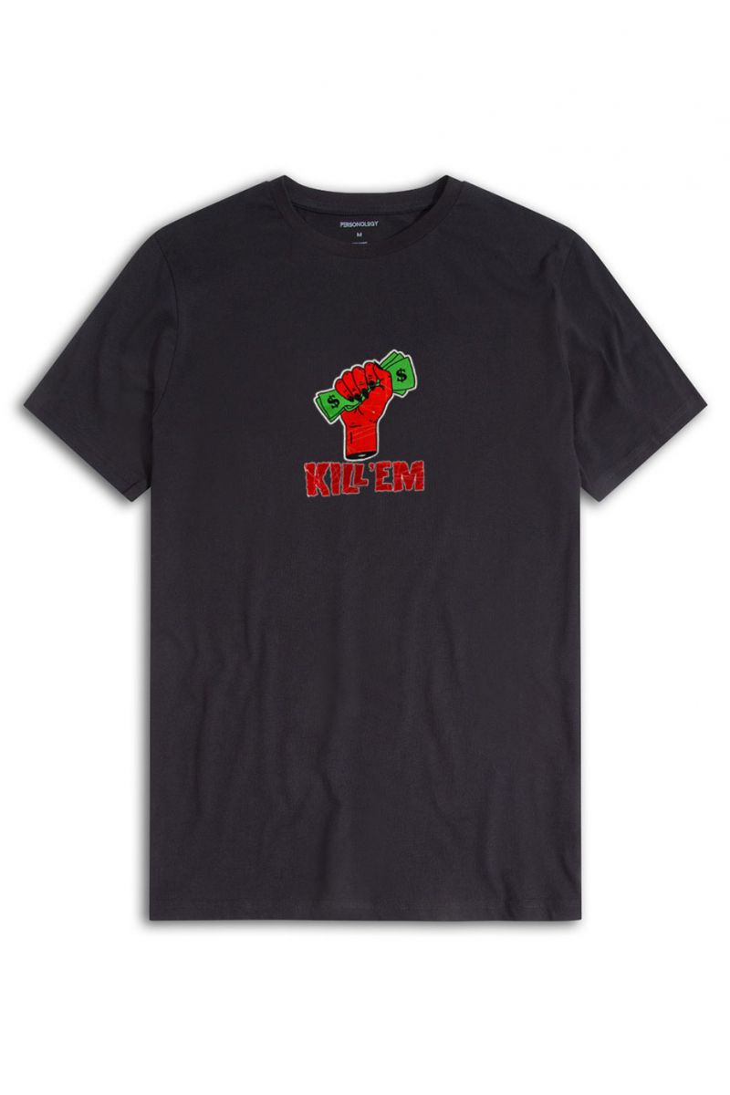 Black Soft Fabric Kill Them Design Short Sleeve Tee
