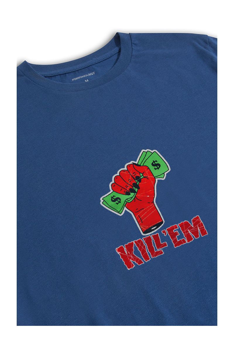 Navy Soft Fabric Kill Them Design Short Sleeve Tee