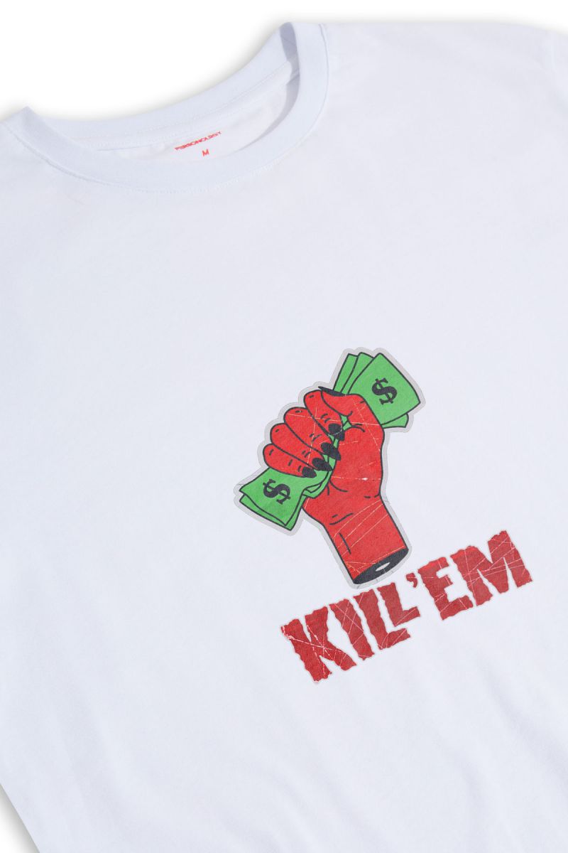 White Soft Fabric Kill Them Design Short Sleeve Tee