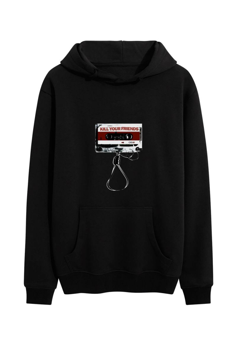 Black Premium Cotton Kill Your Friends Design Pullover Hoodie