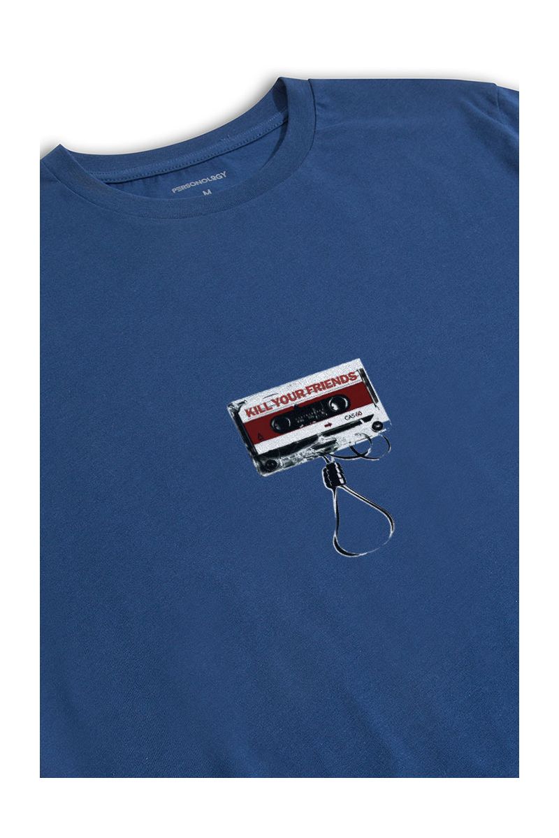 Navy Soft Fabric Kill Your Friends Design Short Sleeve Tee