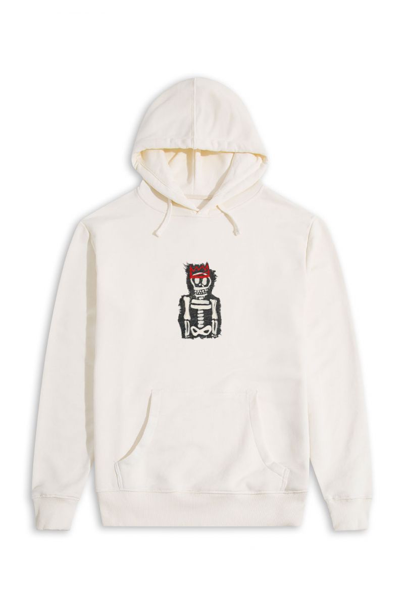 Ecru Premium Cotton Skeleton Design Pullover Hoodie