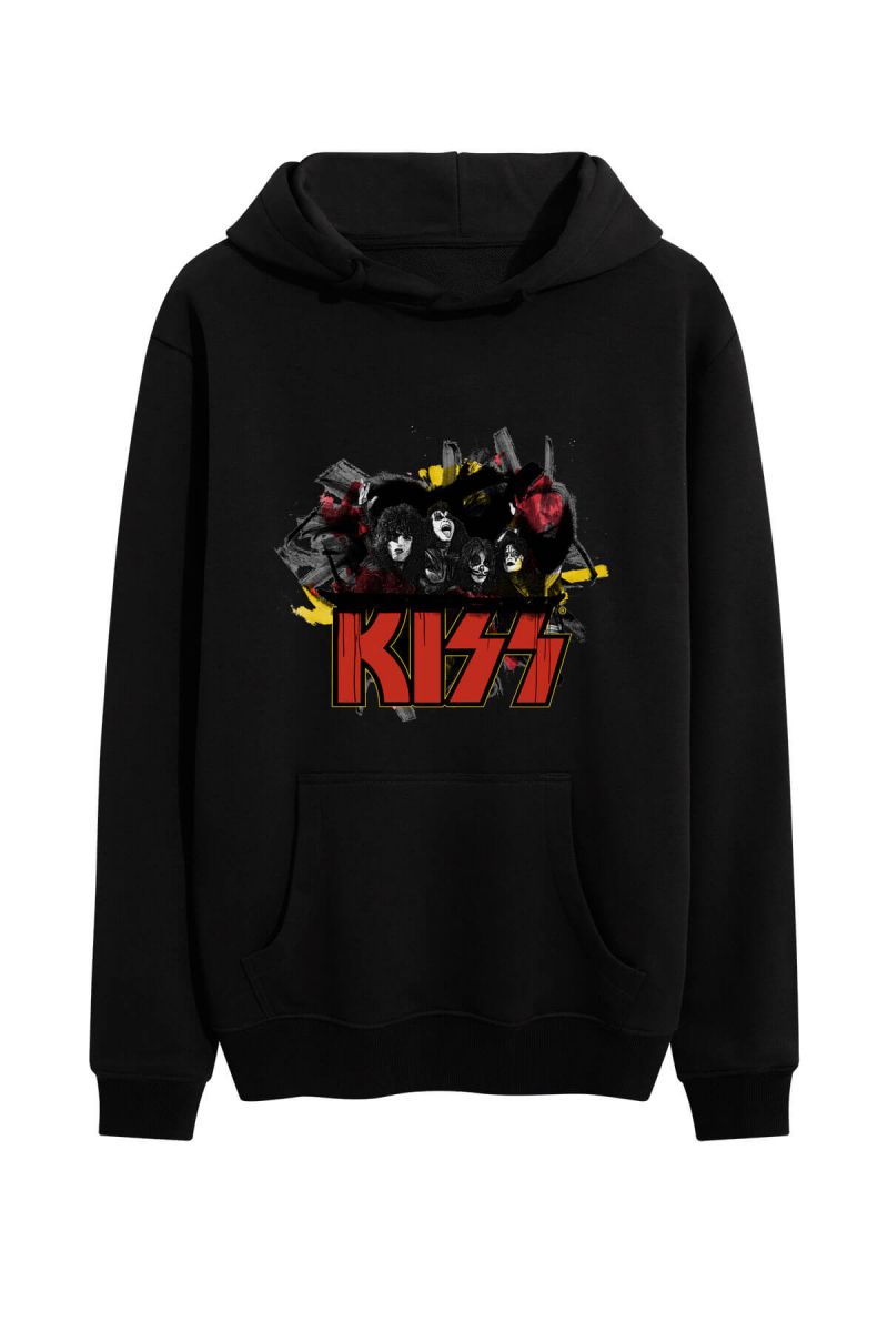 Black Premium Cotton Kiss Design Pullover Hoodie