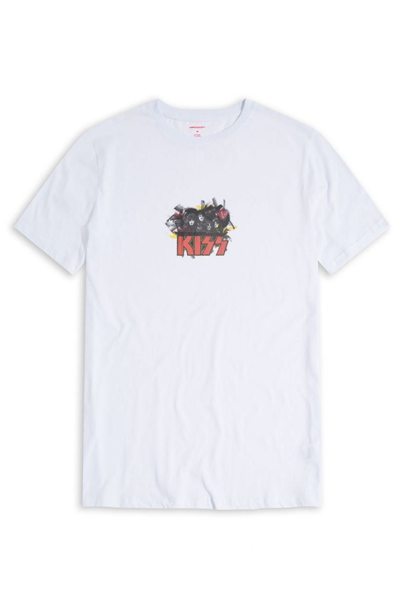 White Soft Fabric Kiss Design Short Sleeve Tee
