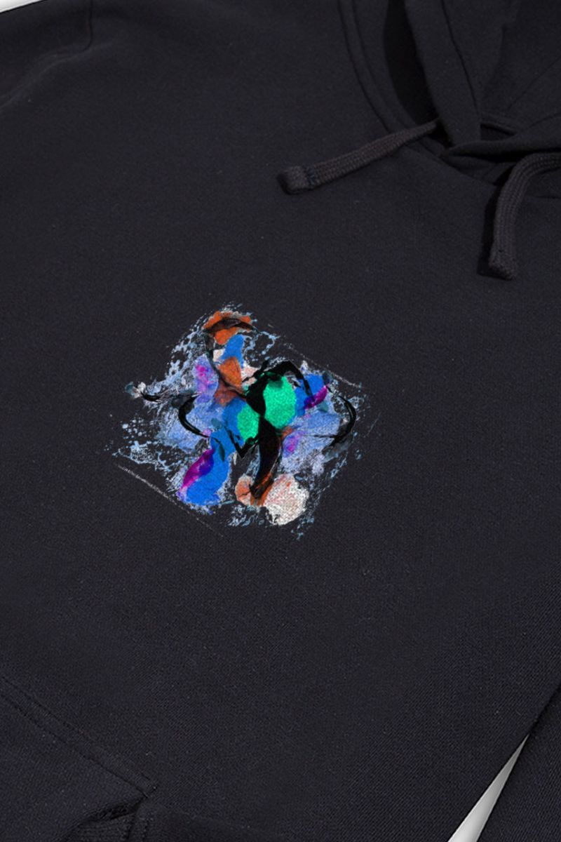 Black Premium Cotton Abstract Design Pullover Hoodie