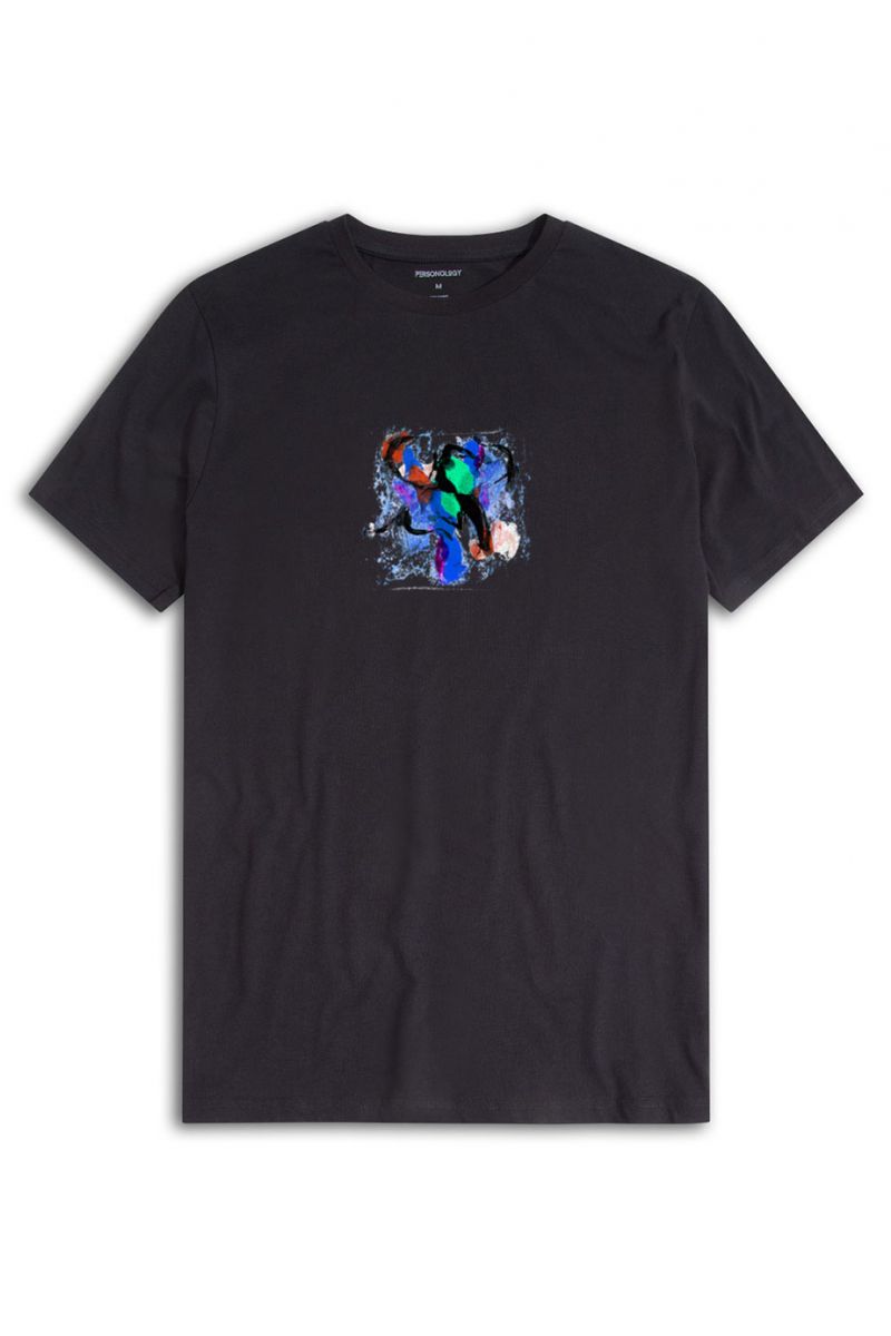 Black Soft Fabric Abstract Design Short Sleeve Tee