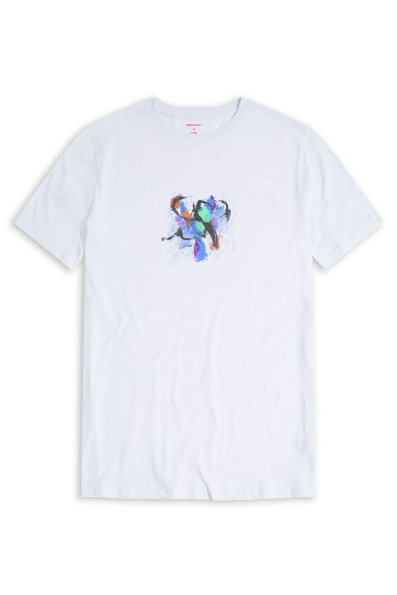 White Soft Fabric Abstract Design Short Sleeve Tee