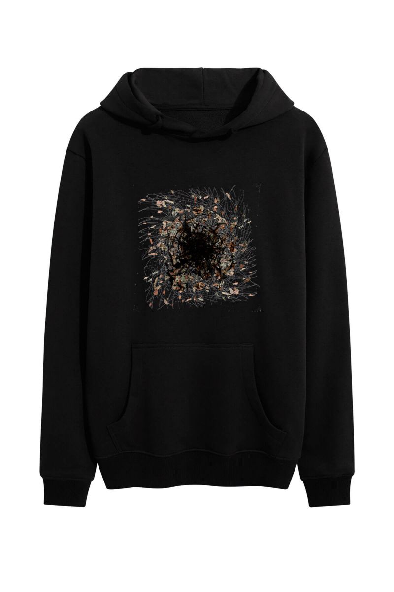 Black Premium Cotton Abstract Design Pullover Hoodie