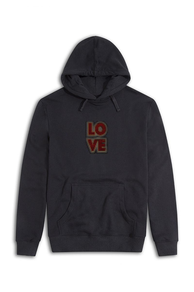 Black Premium Cotton Love Design Pullover Hoodie