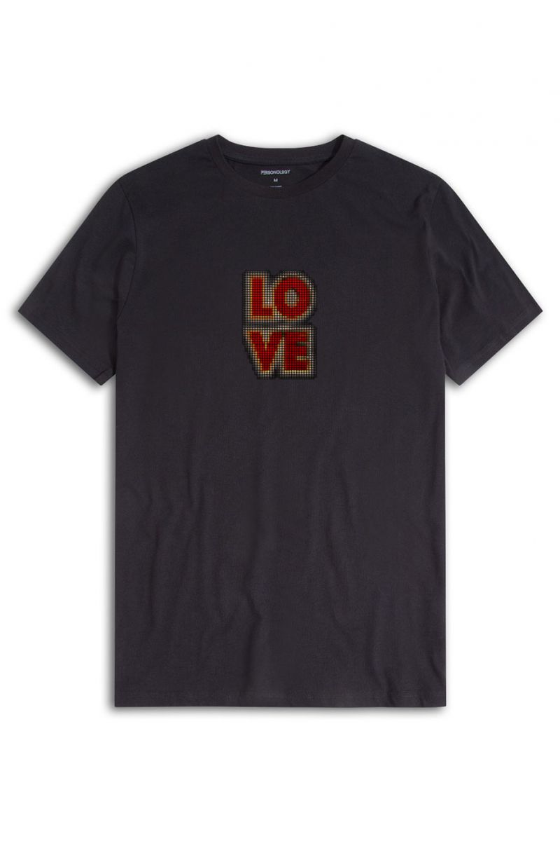 Black Soft Fabric Love Design Short Sleeve Tee