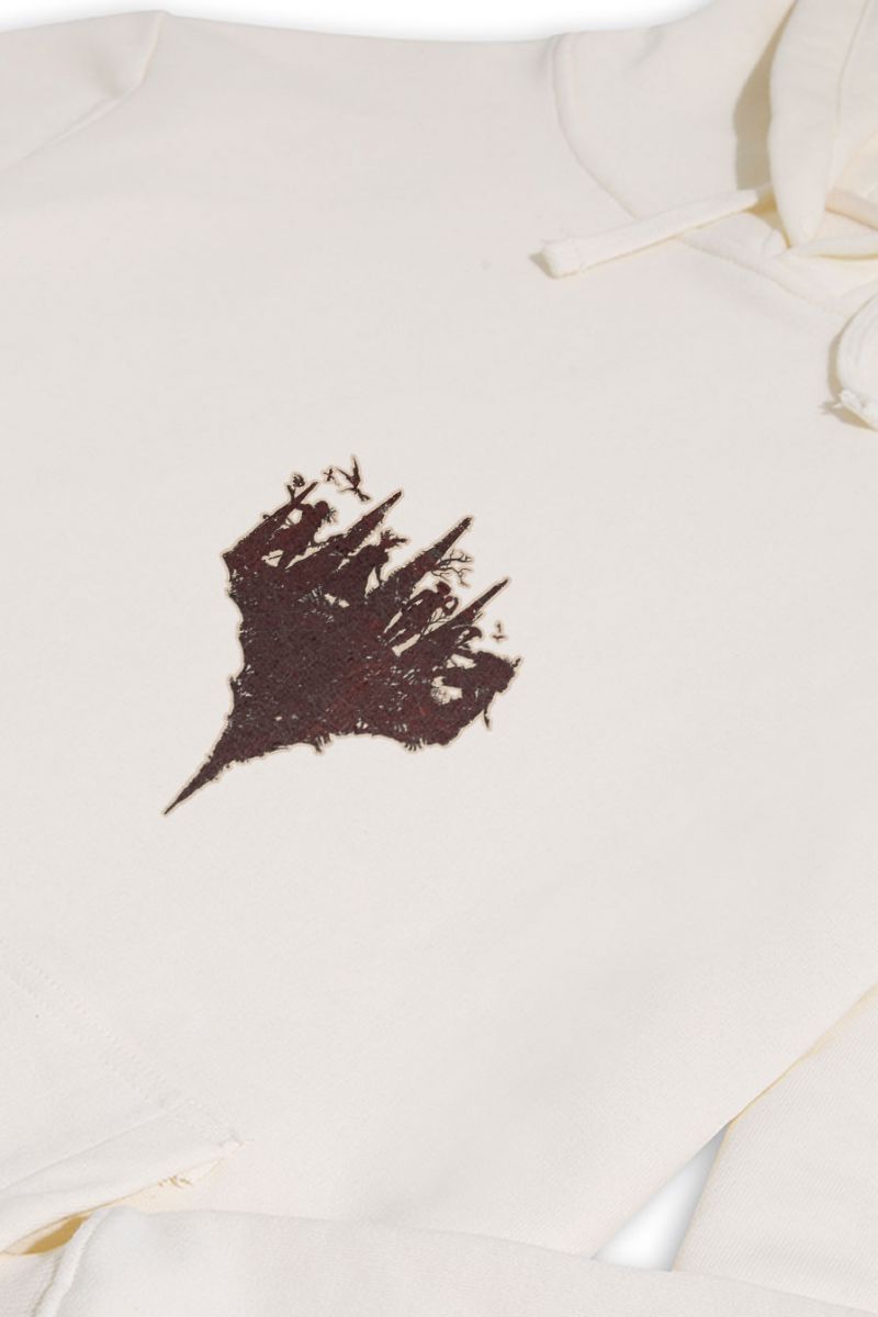 Ecru Premium Cotton Abstract Design Pullover Hoodie