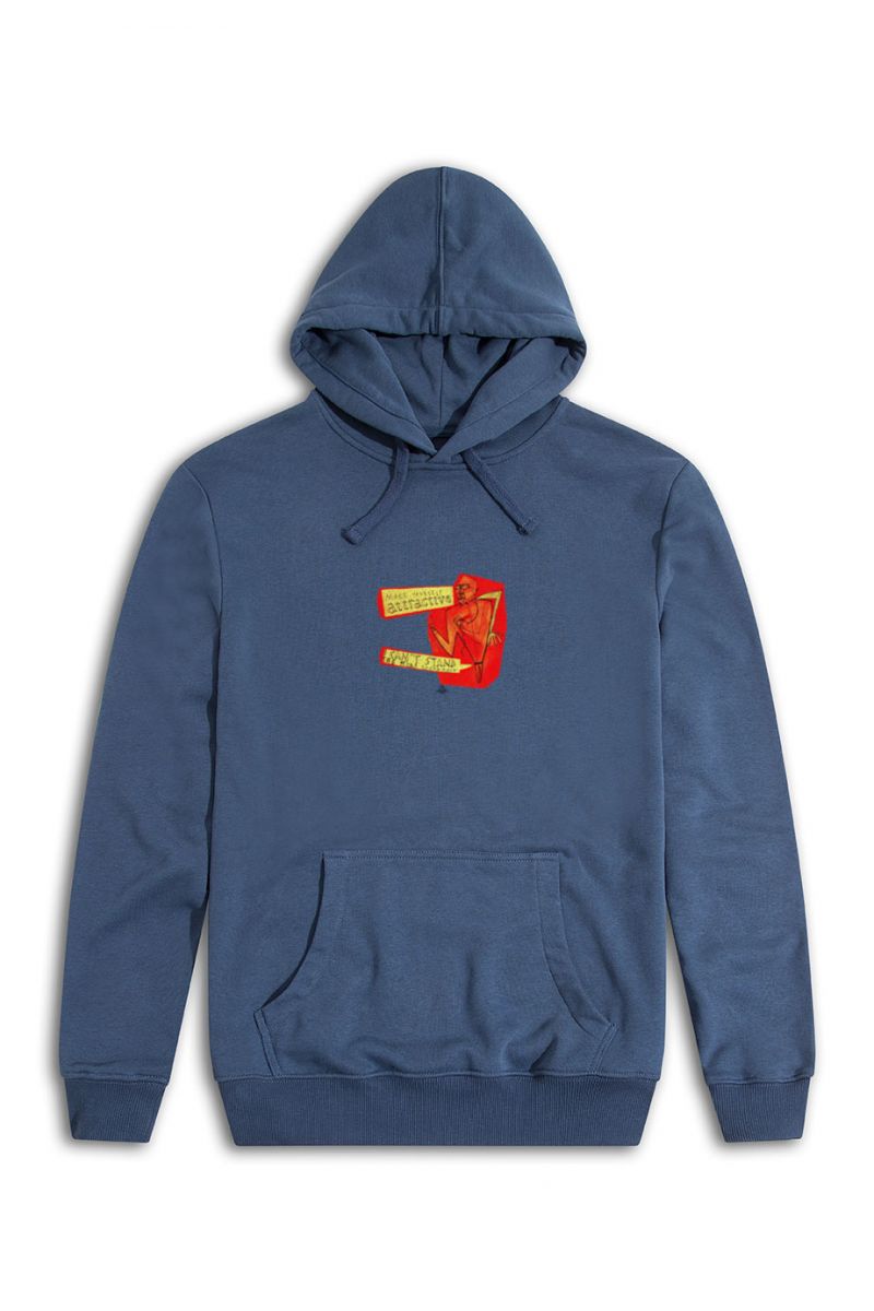 Navy Premium Cotton Make yourself attractive Design Pullover Hoodie