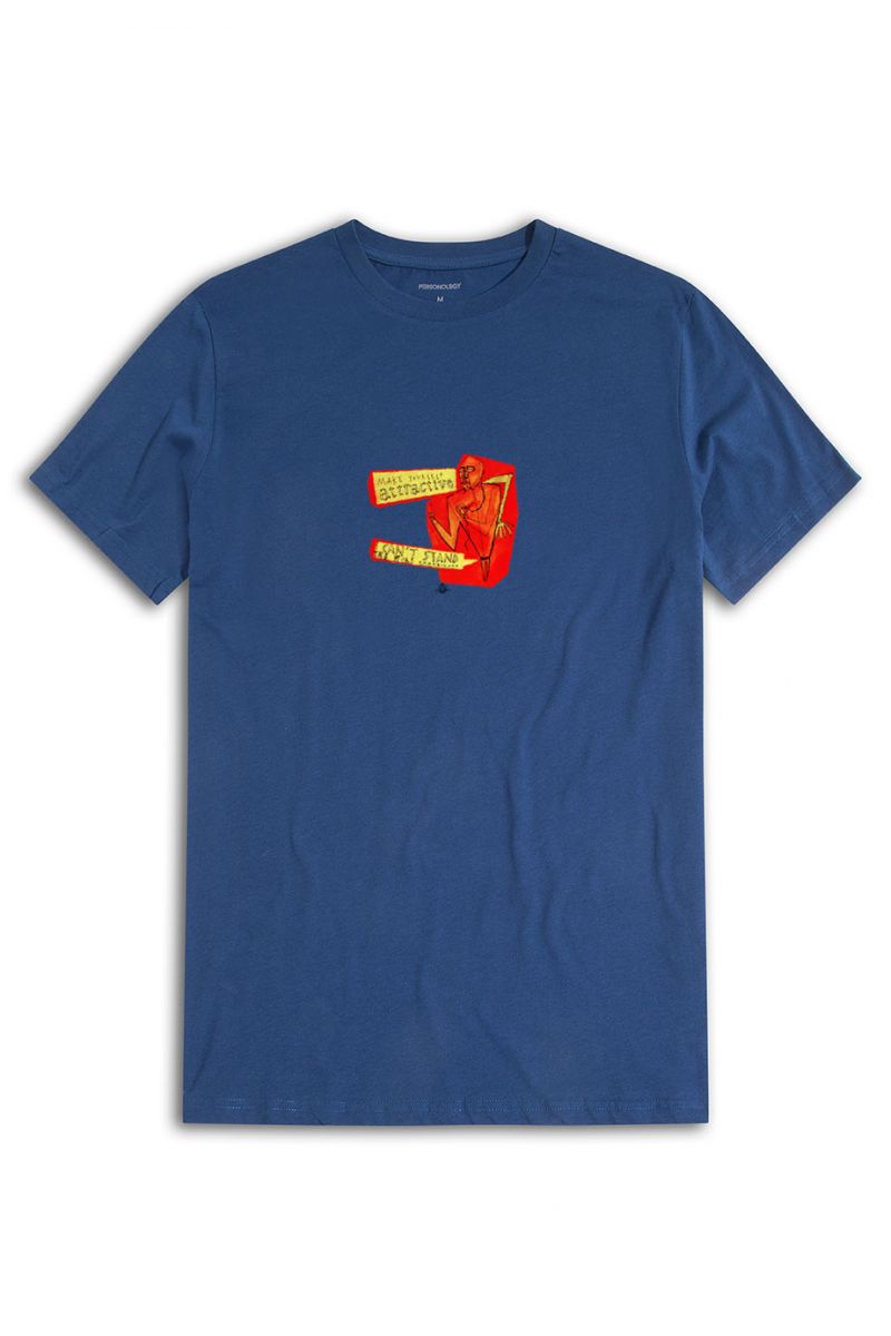 Navy Soft Fabric Make yourself attractive Design Short Sleeve Tee