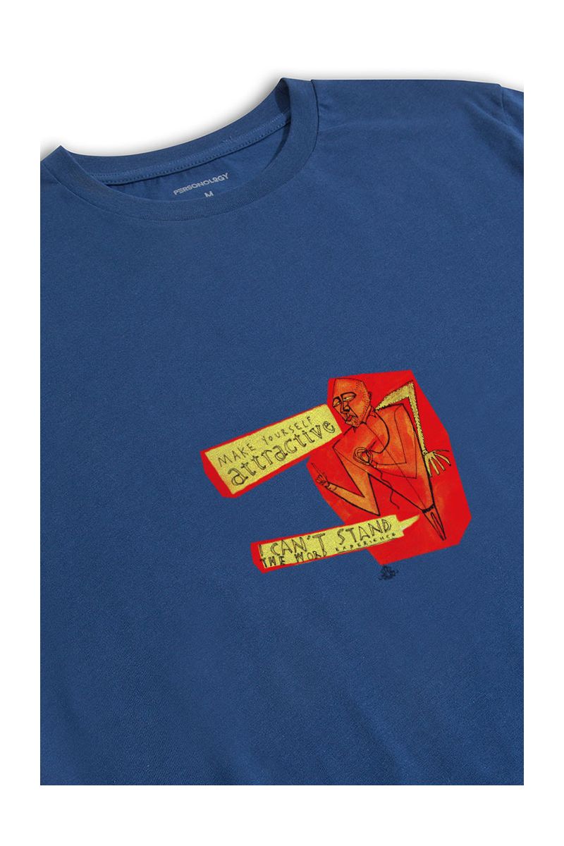 Navy Soft Fabric Make yourself attractive Design Short Sleeve Tee