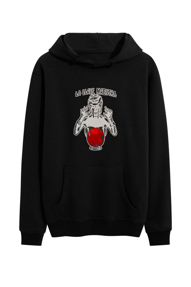 Black Premium Cotton Maestra Design Pullover Hoodie