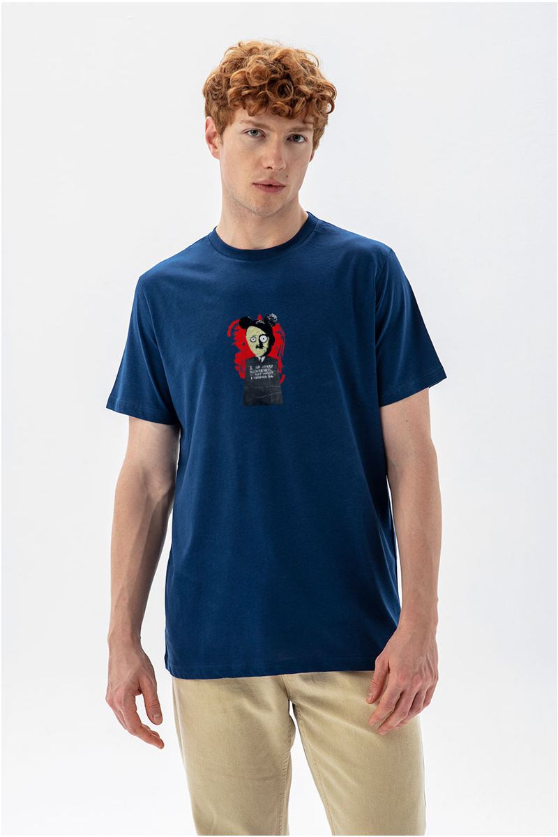Navy Soft Fabric Hitler Design Short Sleeve Tee