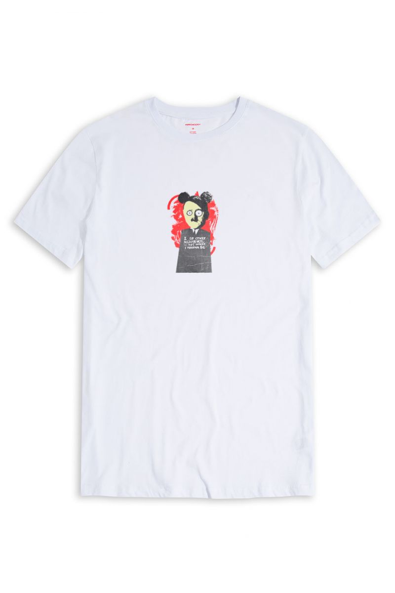 White Soft Fabric Hitler Design Short Sleeve Tee