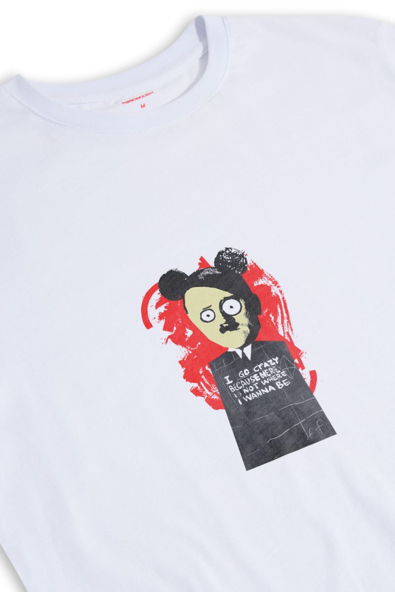 White Soft Fabric Hitler Design Short Sleeve Tee