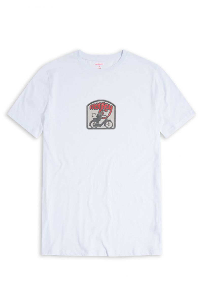 White Soft Fabric Monkey Design Short Sleeve Tee