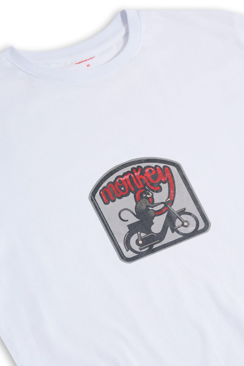 White Soft Fabric Monkey Design Short Sleeve Tee