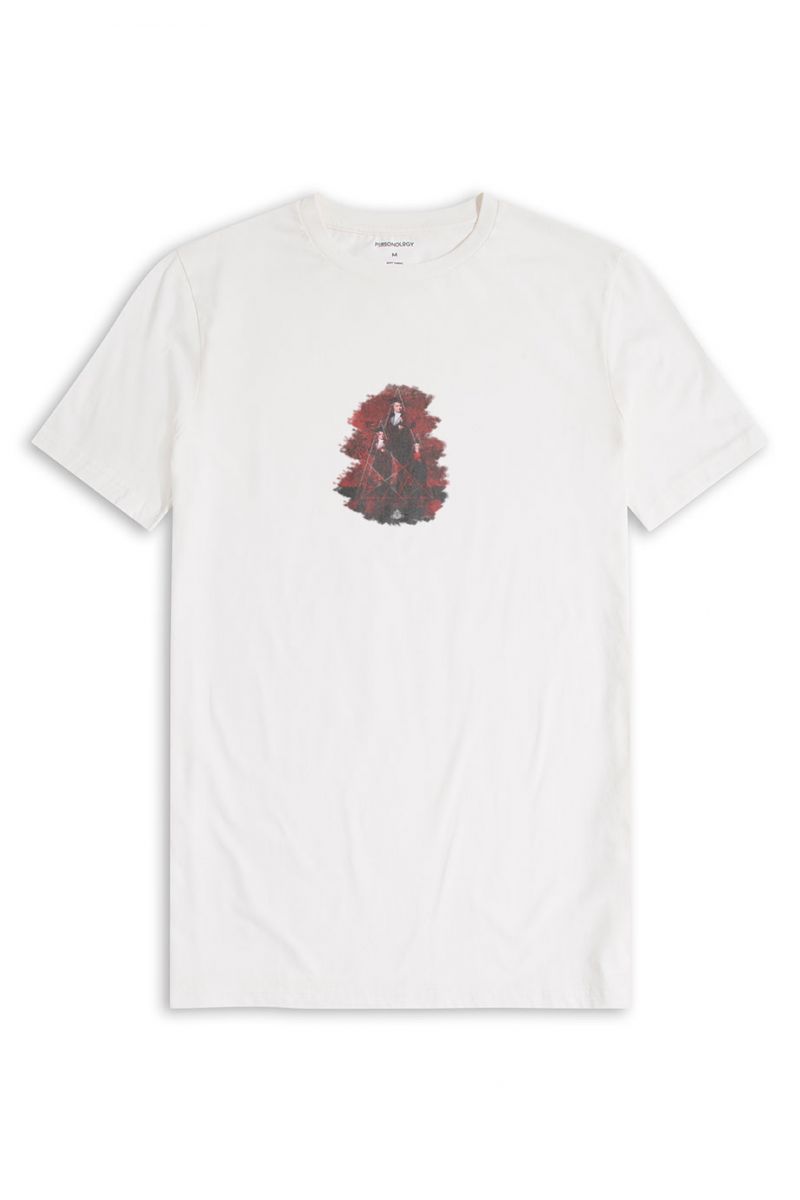 Off White Soft Fabric Celebrity Design Short Sleeve Tee