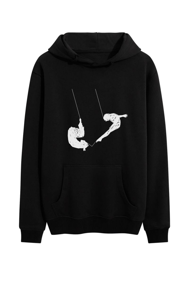 Black Premium Cotton Circus Design Pullover Hoodie