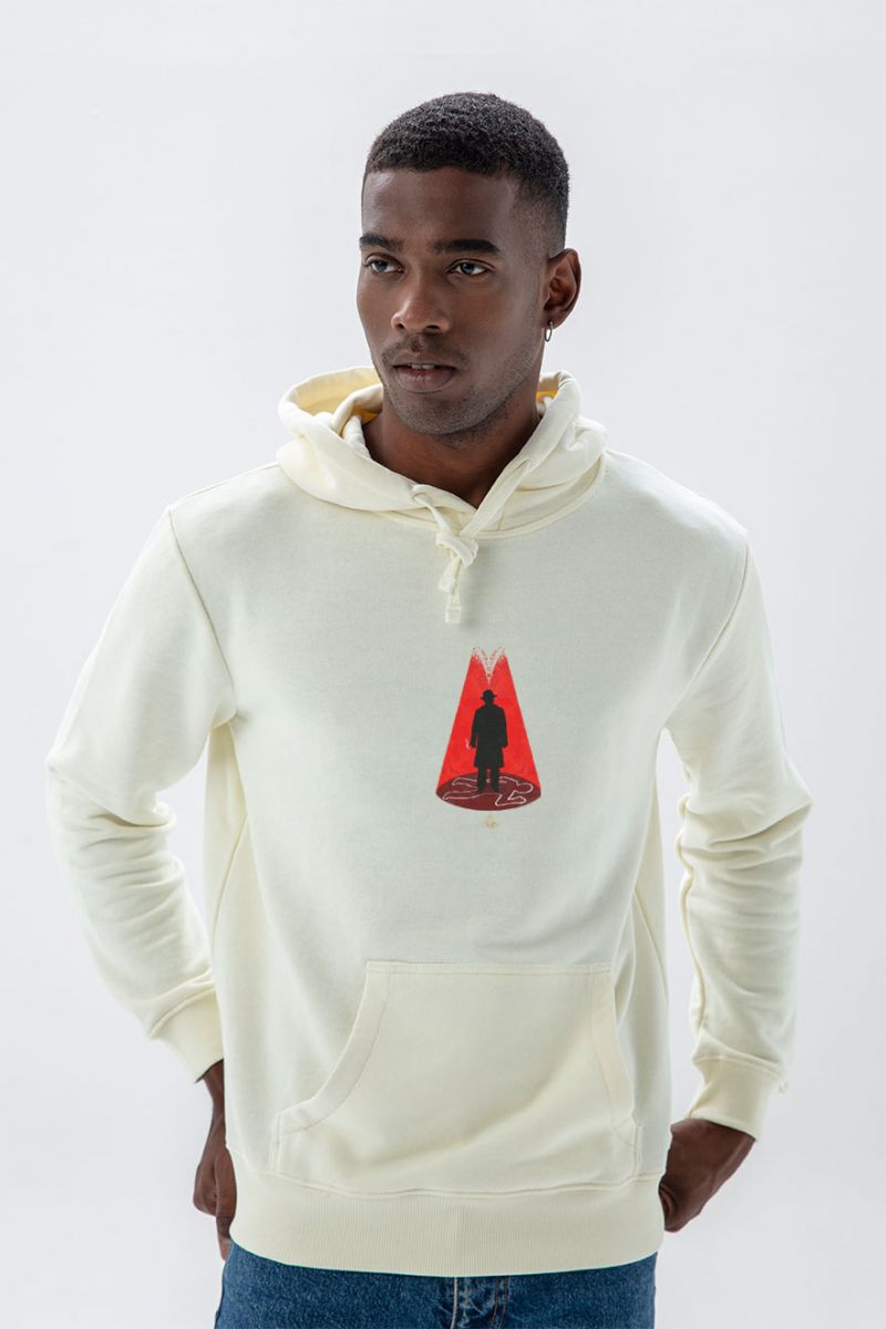 Ecru Premium Cotton Detective Design Pullover Hoodie