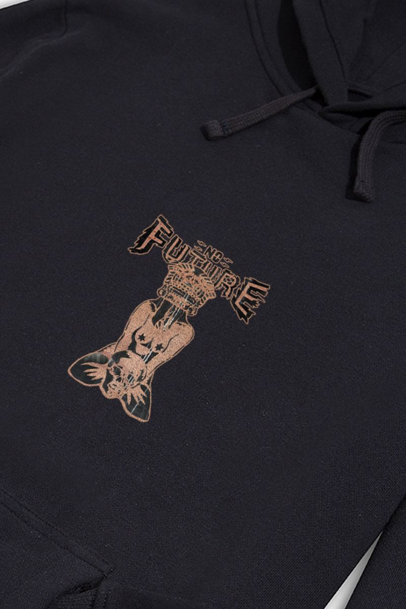 Black Premium Cotton No Future Design Pullover Hoodie