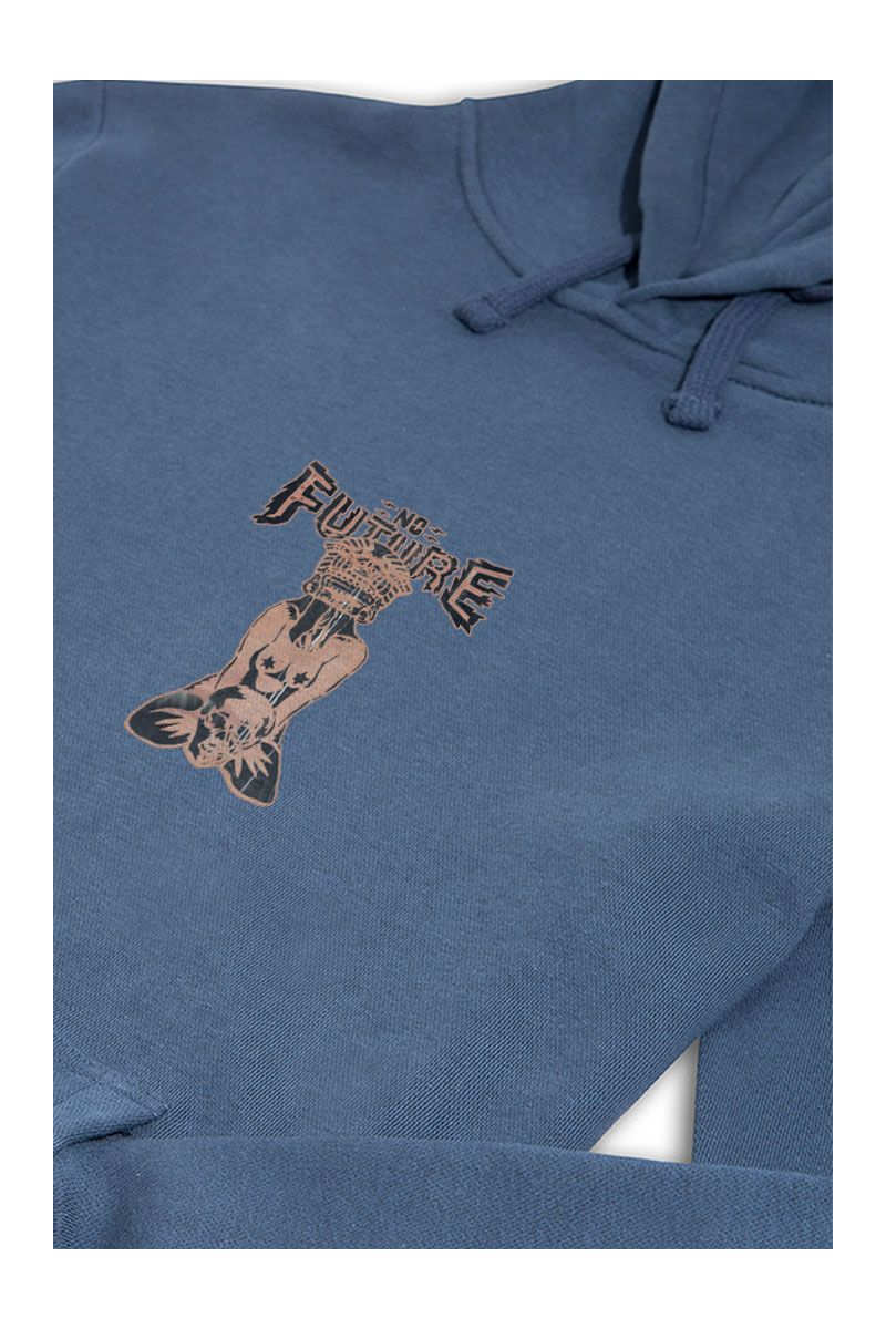 Navy Premium Cotton No Future Design Pullover Hoodie