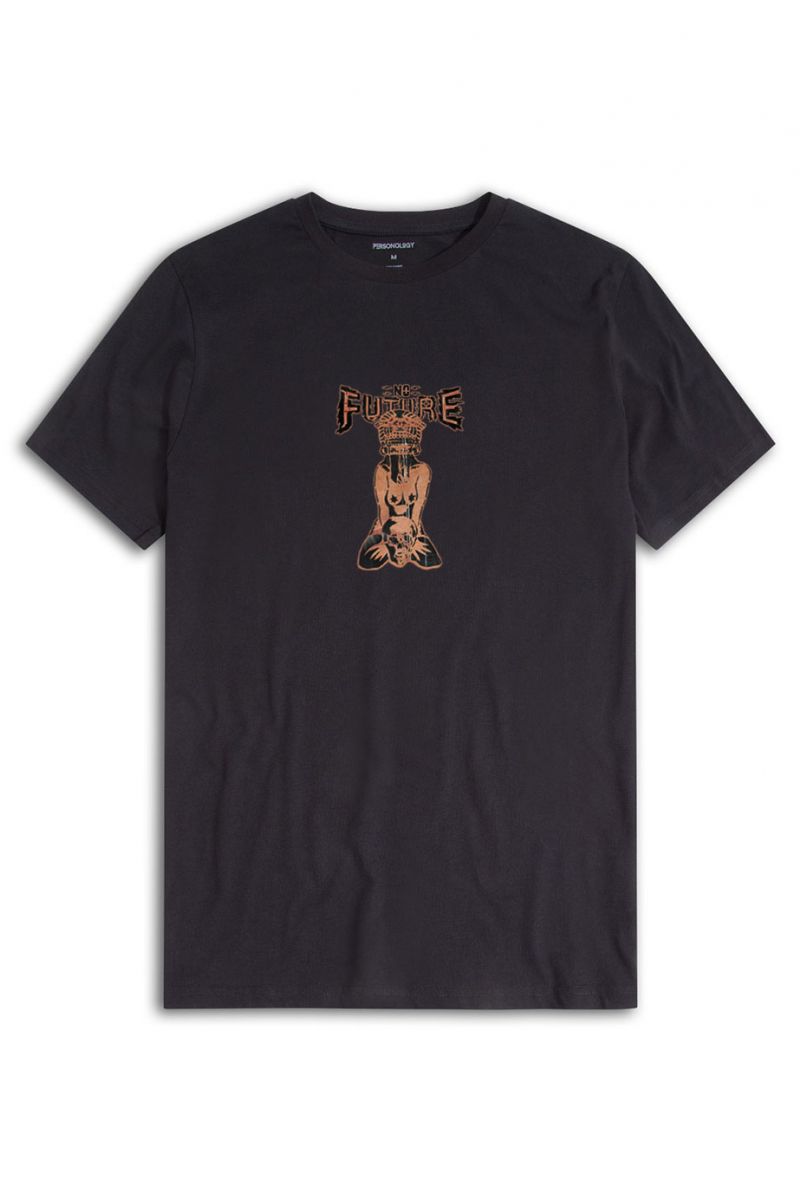 Black Soft Fabric No Future Design Short Sleeve Tee