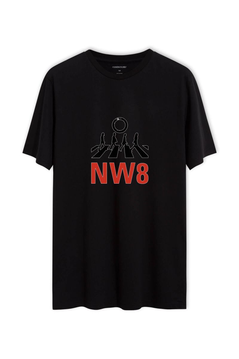 Black Soft Fabric NW8 Design Short Sleeve Tee