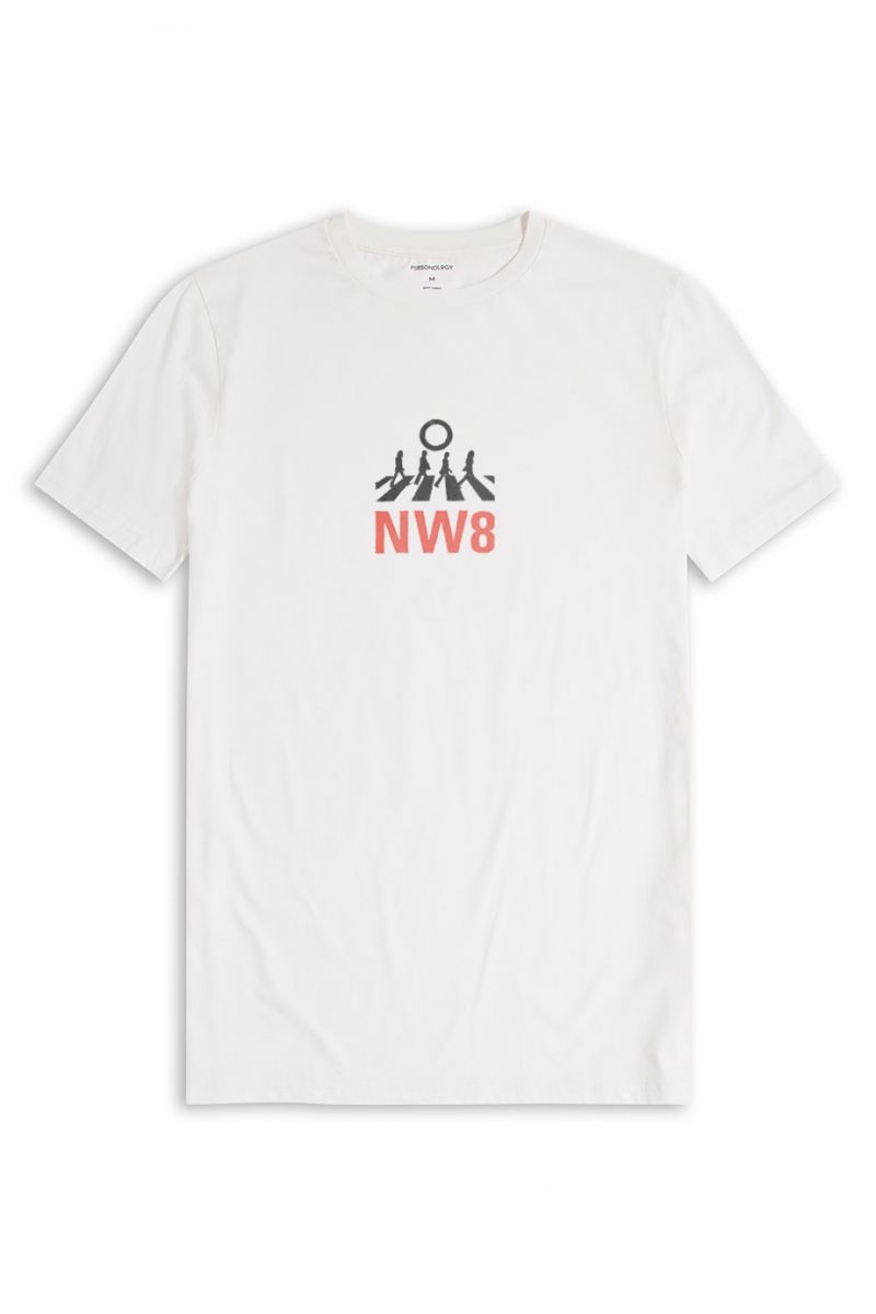 Off White Soft Fabric NW8 Design Short Sleeve Tee
