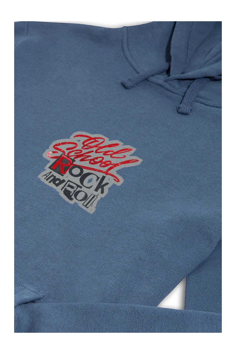 Navy Premium Cotton Old school Rock and Roll Design Pullover Hoodie