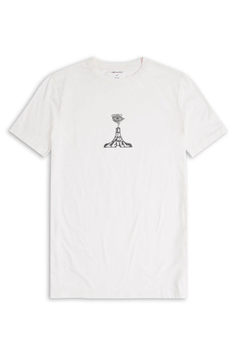Off White Soft Fabric I am on the level Design Short Sleeve Tee