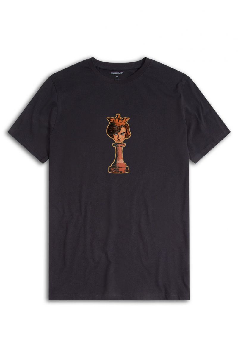 Black Soft Fabric Chest Design Short Sleeve Tee