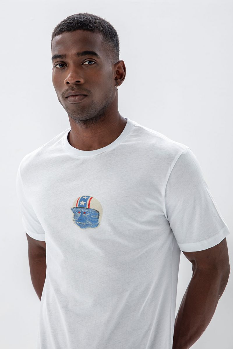 White Soft Fabric Monkey Design Short Sleeve Tee