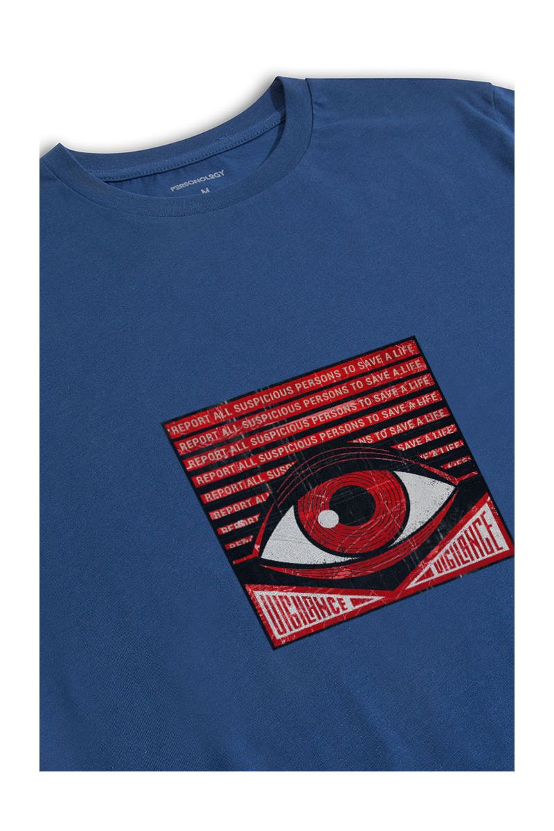 Navy Soft Fabric Uigilance Design Short Sleeve Tee