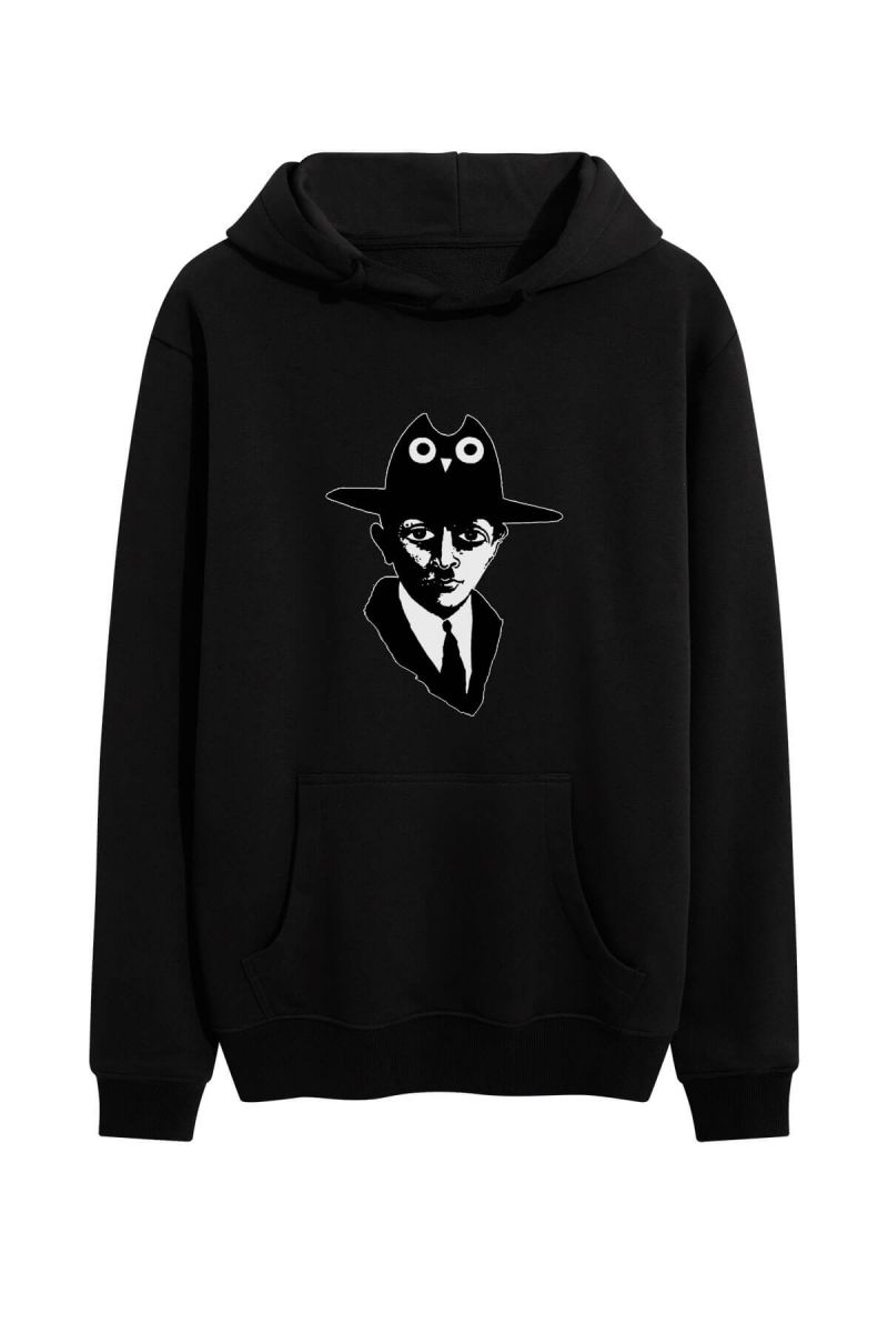 Black Premium Cotton Bird Design Pullover Hoodie