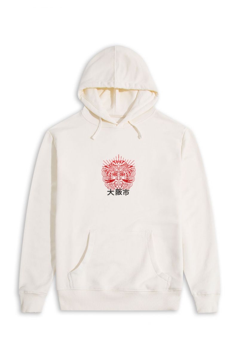 Ecru Premium Cotton Japanese Design Pullover Hoodie