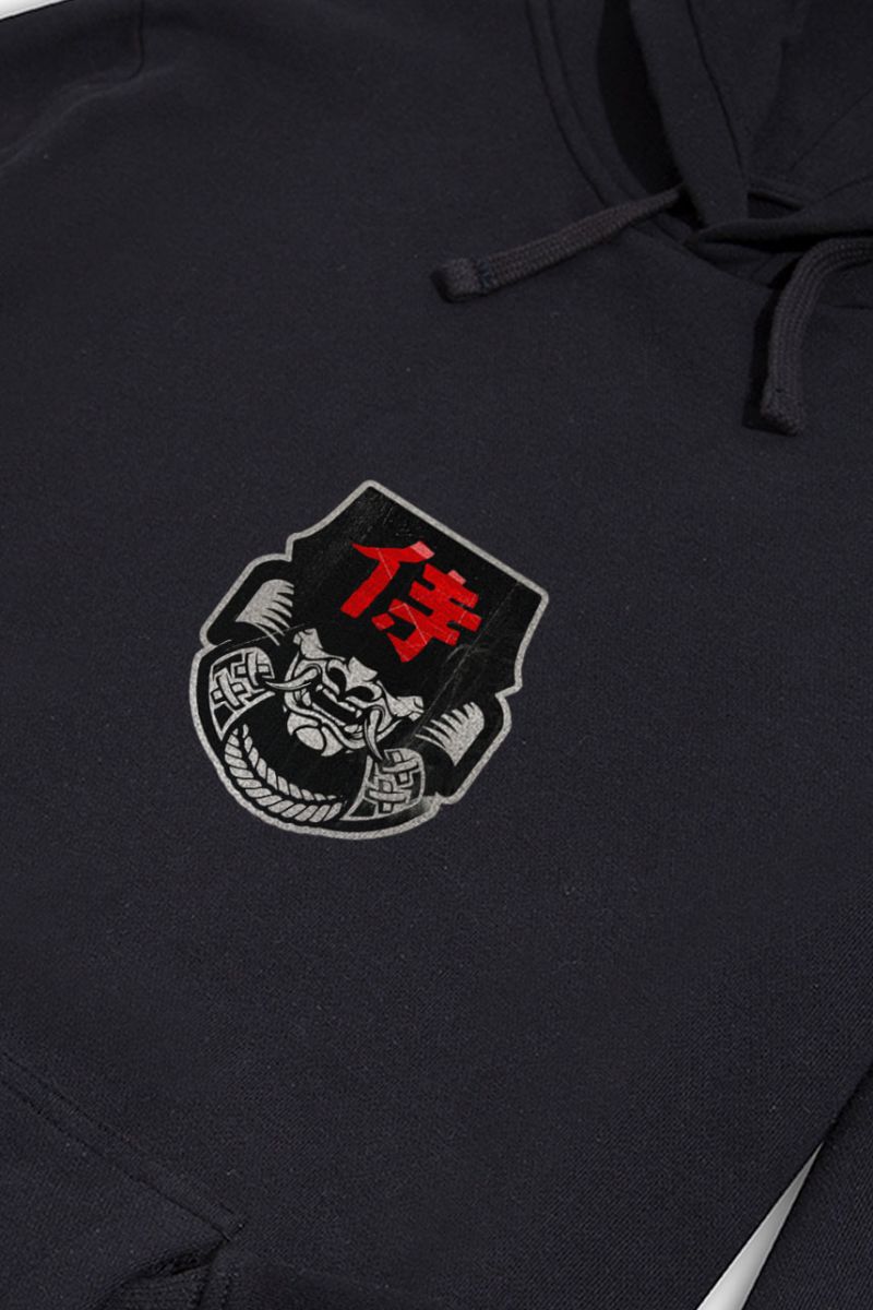 Black Premium Cotton Japanese Design Pullover Hoodie