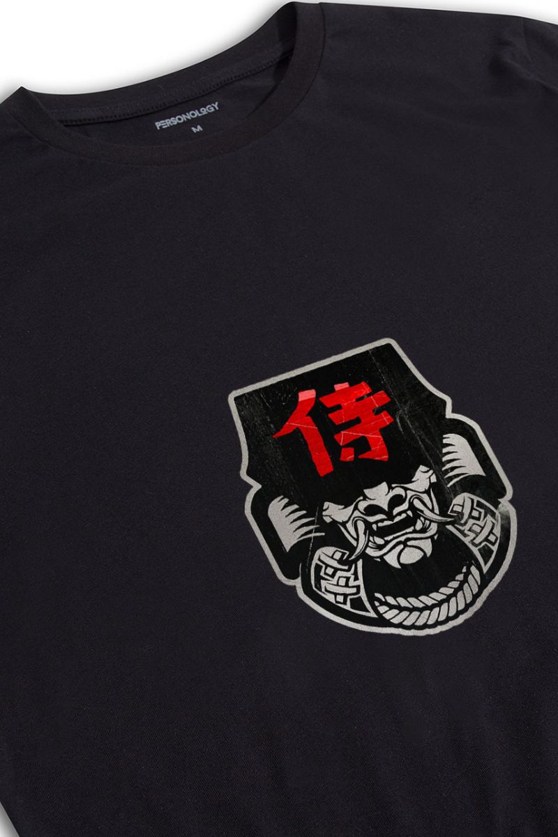 Black Soft Fabric Japanese Design Short Sleeve Tee