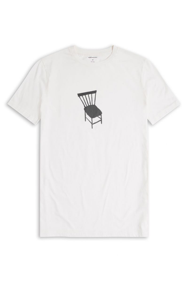 Off White Soft Fabric Chair Design Short Sleeve Tee
