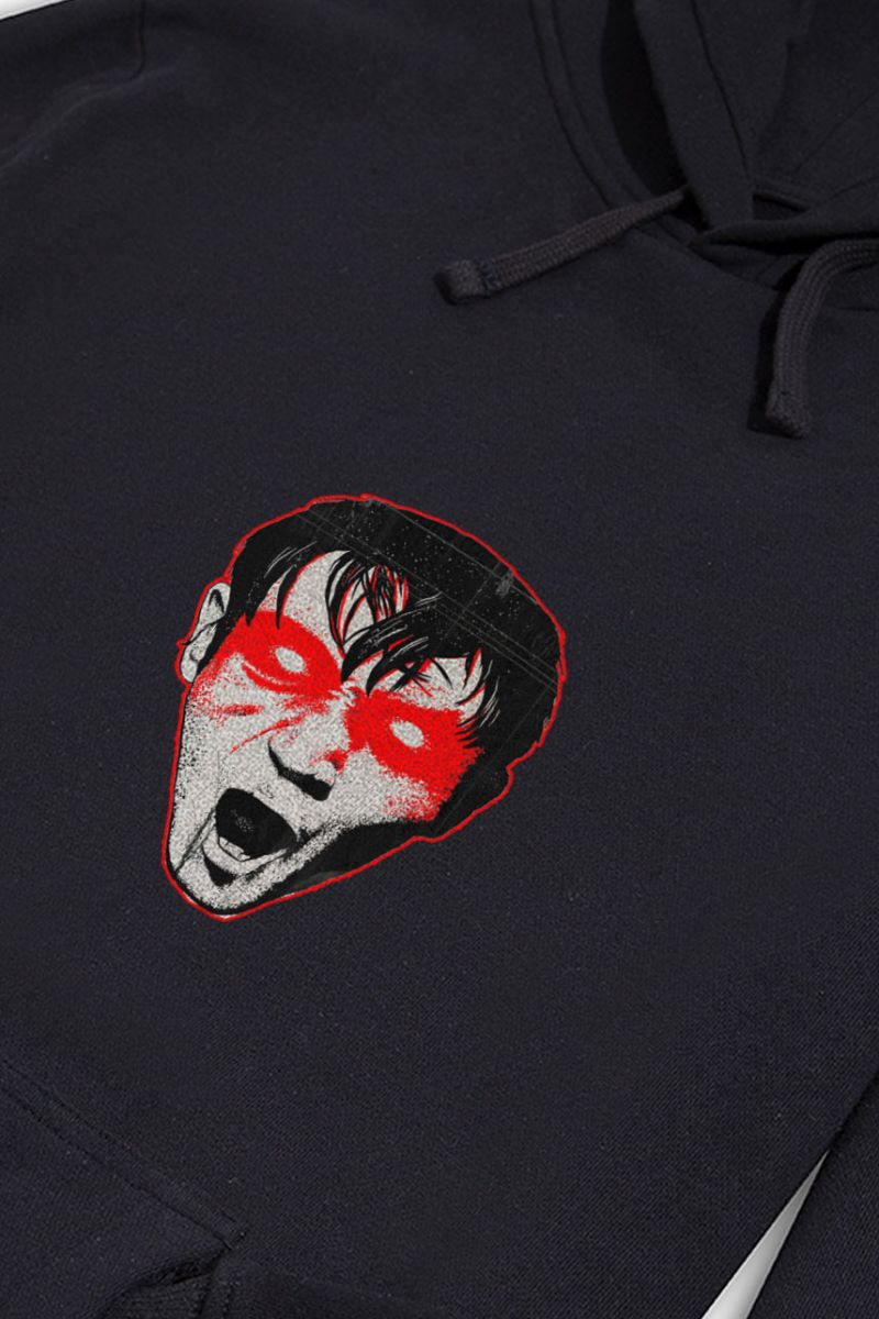 Black Premium Cotton Bloody Eyes Design Pullover Hoodie