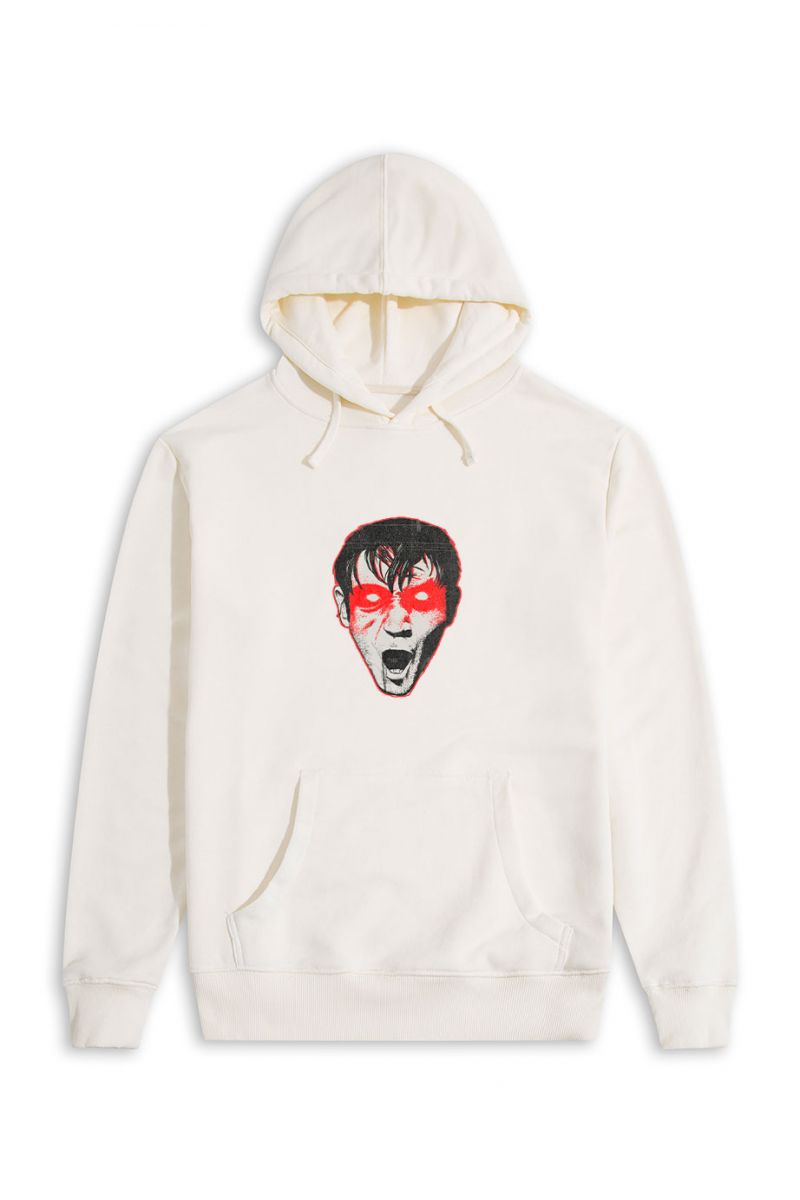 Ecru Premium Cotton Bloody Eyes Design Pullover Hoodie