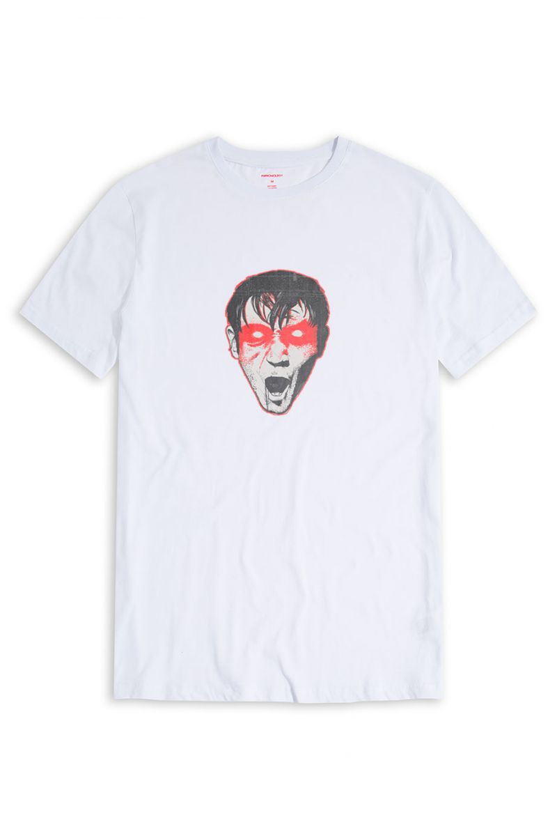 White Soft Fabric Bloody Eyes Design Short Sleeve Tee