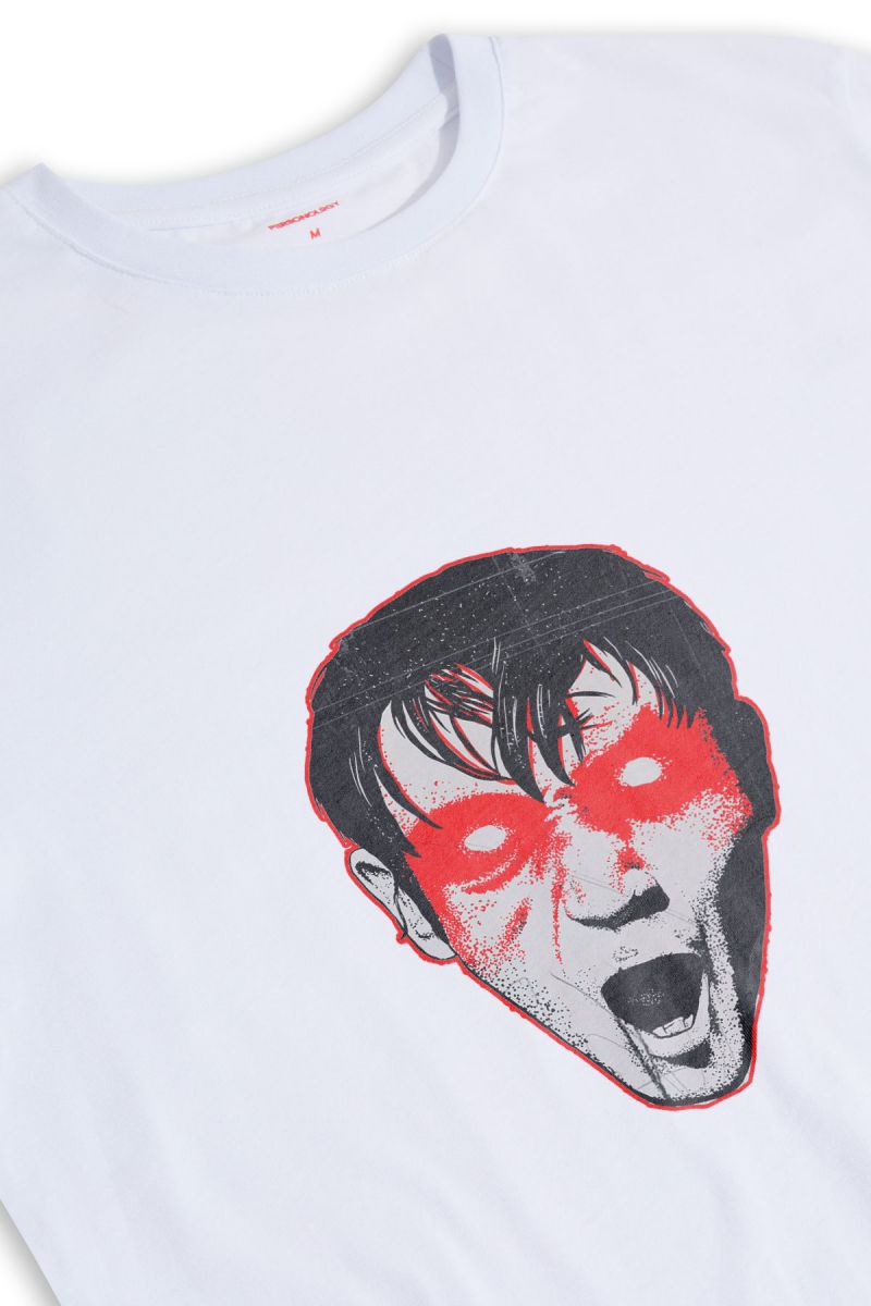 White Soft Fabric Bloody Eyes Design Short Sleeve Tee